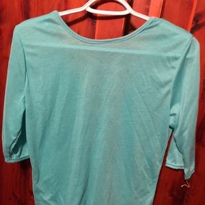 Torqouise with white lace back shirt